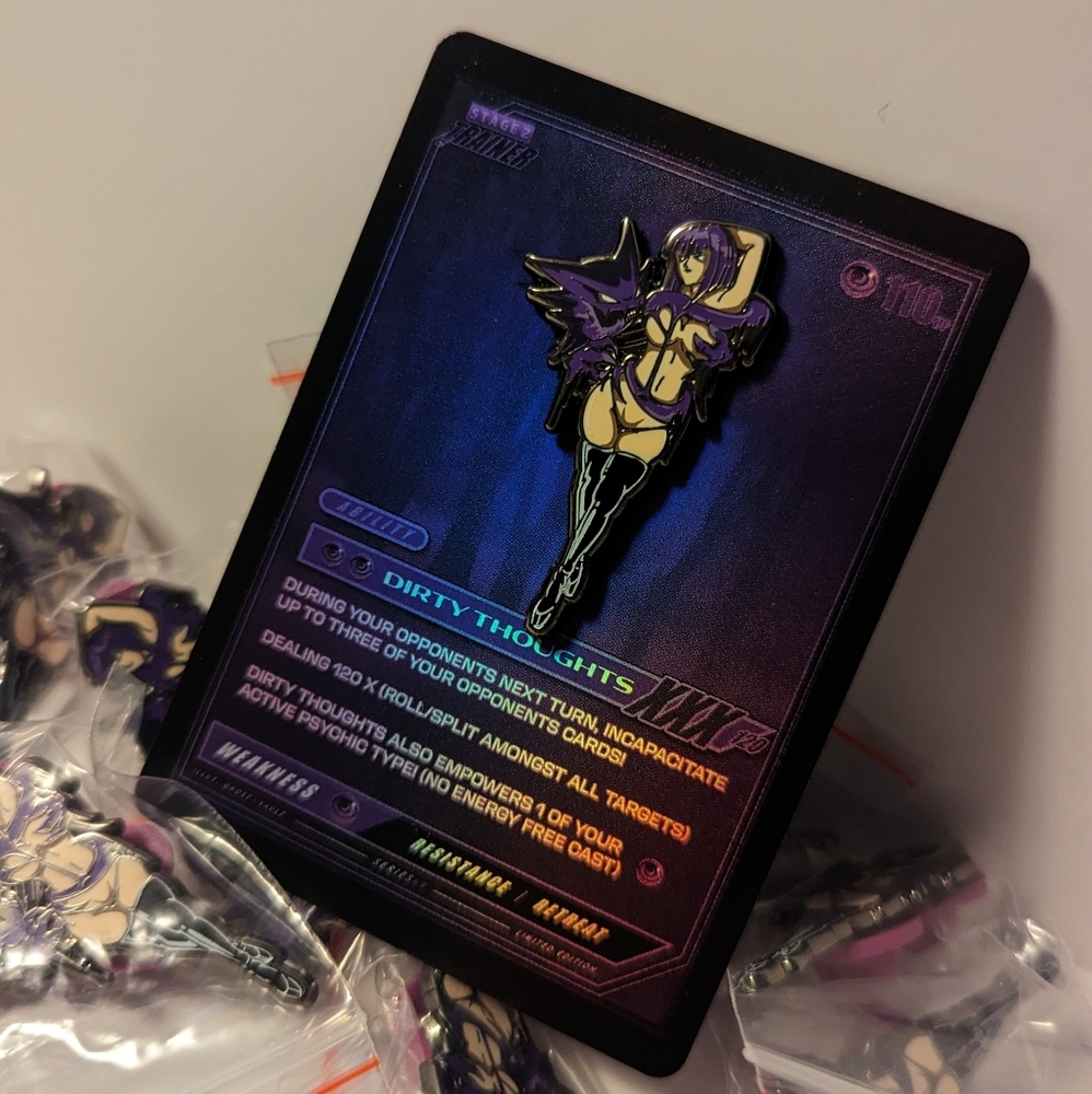 Gym Leader Sabrina w/ Haunter Enamel Pin & Holographic TCG Card